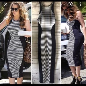 Torn by Ronny Kobo Navy & White dress